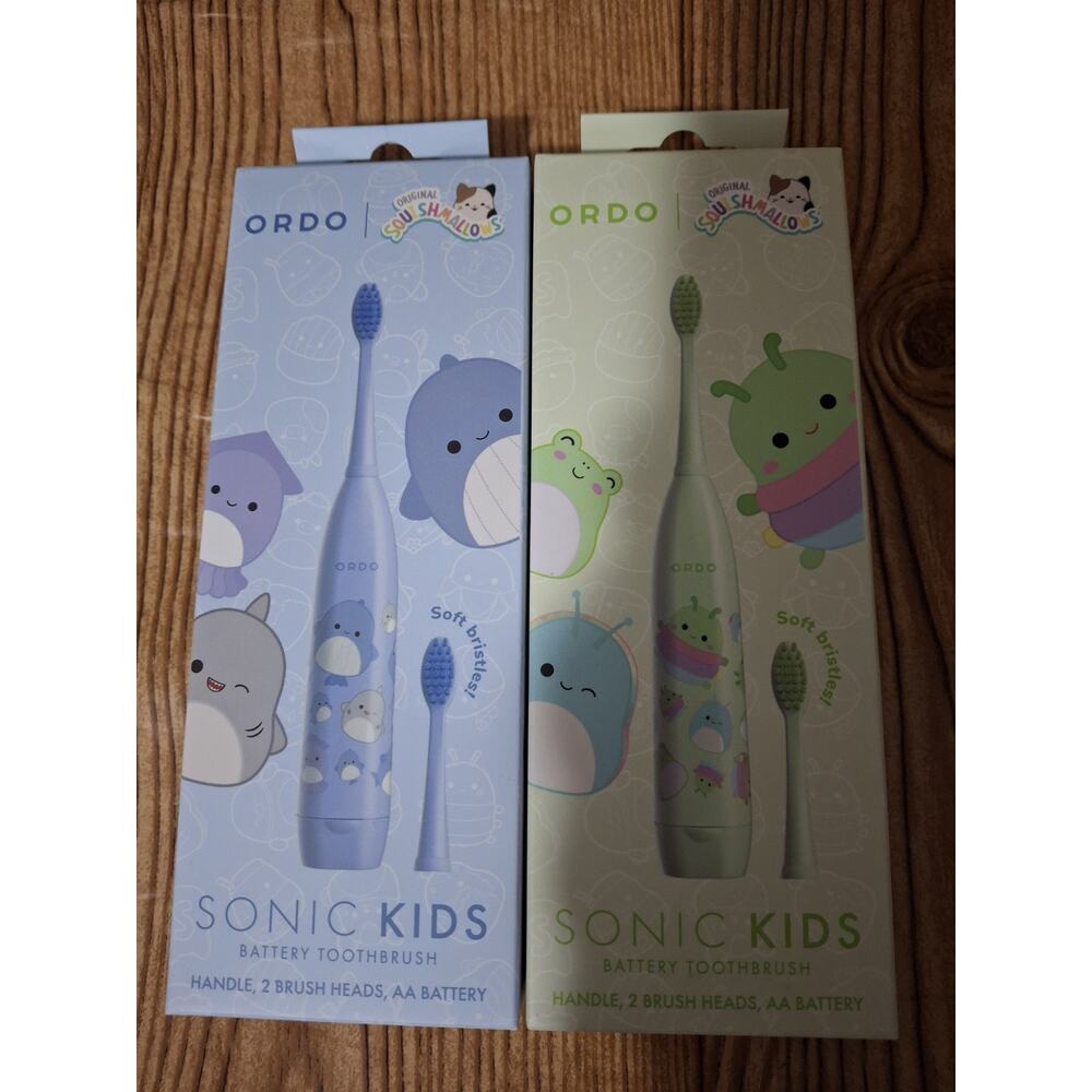 ORDO Sonic Kids Battery Toothbrush - Squishmallows Auggie-Green & Blue(SKU838)